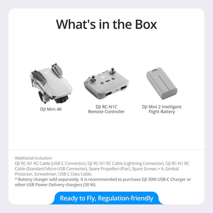 DJI Mini 4K Camera Drone Combo, Drone with 4K UHD Camera for Adults, Under 249 g, 3-Axis Gimbal Stabilization, 10km Video Transmission, Auto Return, 2 Batteries for 62-Min Max Flight Time, QuickShots
