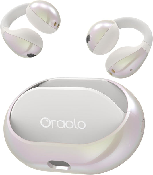 Oraolo Open Ear Headphones, Bluetooth 5.4 Wireless Earbuds with Stereo Sound, ENC Clear Call, 21H Playtime, Type-C Charging, Touch Control, IPX6 Waterproof Open Ear Clip-On Earbuds for Exercise Sports