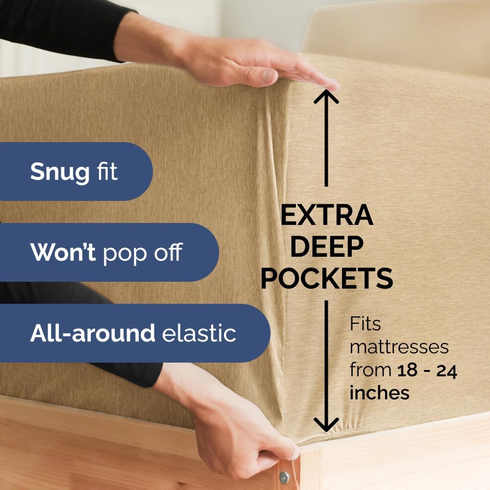Extra Deep Queen Sheet Set - 6 Piece Breathable & Cooling Sheets - Hotel Luxury Bed Sheets Set - Easy & Secure Fit - Soft, Wrinkle Free & Comfy Sheets Set - White Sheet Set w/Extra Deep Pockets