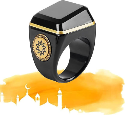 Yuentoen Smart Tasbih Ring, Muslim Digital Ring with 0.49in Display,Tasbih Tally Clicker Finger Counter,Prayer Time Vibration Remind, Counter Prayer Reminder (Color:Black, Size:22mm)