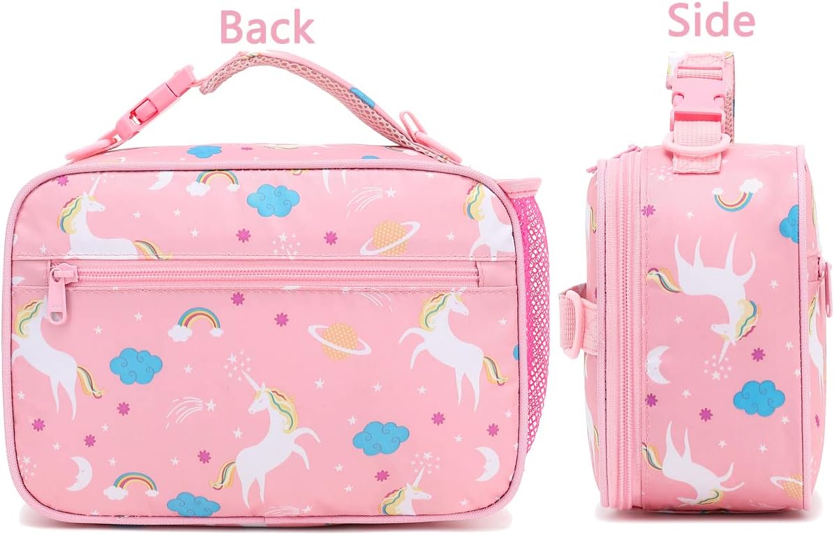 FlowFly Kids Lunch Box Insulated Soft Bag Mini Cooler Back to School Thermal Meal Tote Kit for Girls, Boys, Black