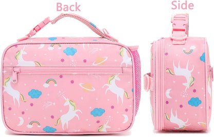FlowFly Kids Lunch Box Insulated Soft Bag Mini Cooler Back to School Thermal Meal Tote Kit for Girls, Boys, Black