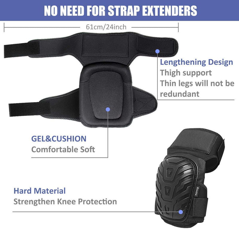 Knee Pads, Preciva Professional Gel Knee Pads for Work, Heavy Duty High Anti-Slip Straps and Double Gel Cushion Foam Padding Construction Tool Kneepads - Cleaning, Flooring, Gardening