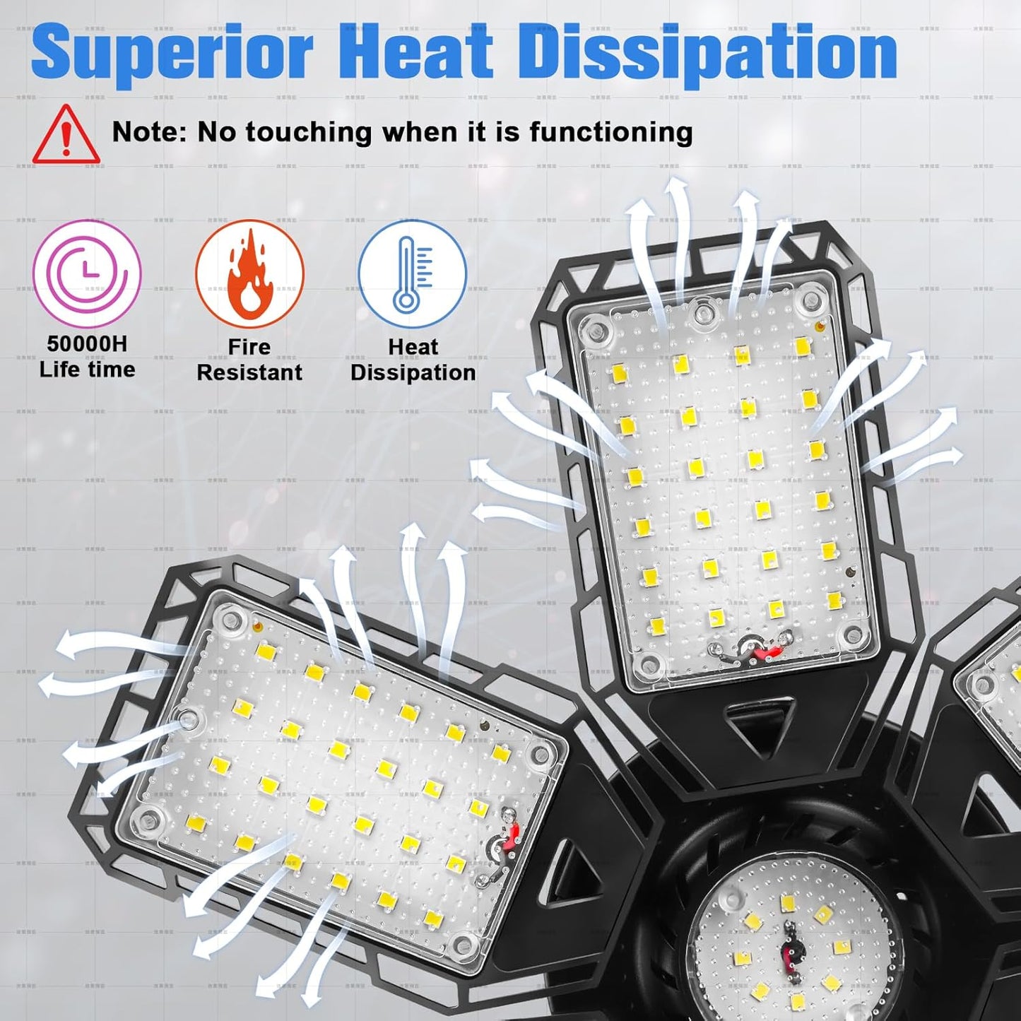 Aoretic LED Garage Lights Bulb 4 Pack -180W, 18000LM 6500K Led Shop Light with 6+1 Deformable Panels, Basement Barn Light Garage Ceiling Lights, E26/E27 for Garage, Warehouse, Shop, Basement