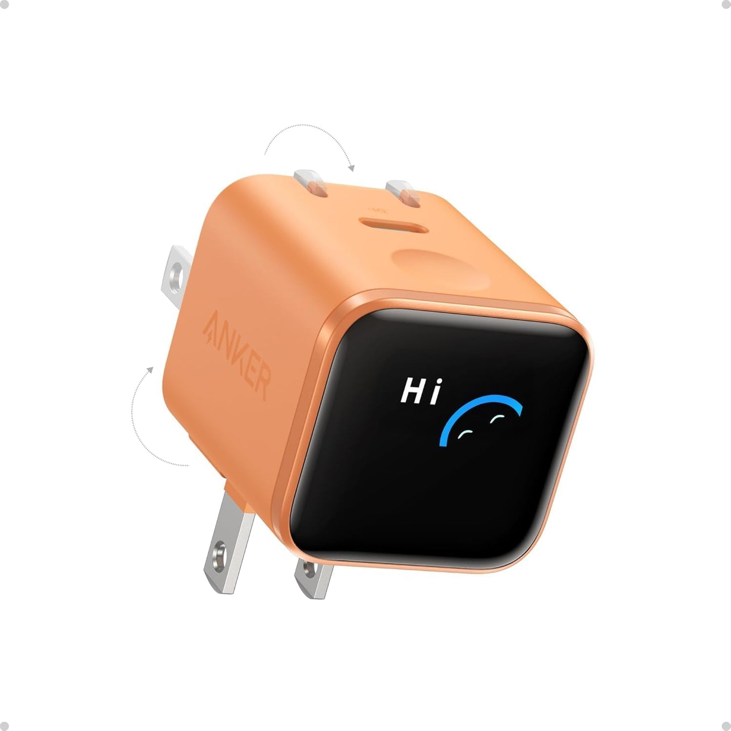 Anker Smart Display Charger,Anker Nano 45W Fast Charging USB C Charger with Smart Recognition,Built-in Care Mode,Compact with 180° Foldable Plug,for iPhone 17/16/15 Series,MacBook,Apple Watch (Orange)