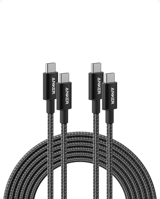 Anker USB C to USB C Cable (10FT, 2Pack), Type-C 100W Charger Cord Fast Charging for iPhone 17/16 Series,MacBook Pro 2020,Pixel and More(USB 2.0,Black)
