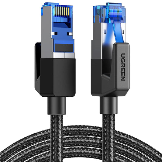UGREEN Cat 8 Ethernet Cable High Speed 40Gbps 2000Mhz Network Shielded Cat8 Cable Braided Heavy Duty RJ45 LAN Cables Internet Cord Compatible for PS5, PS4, Xbox One, Modem, Router, 10ft