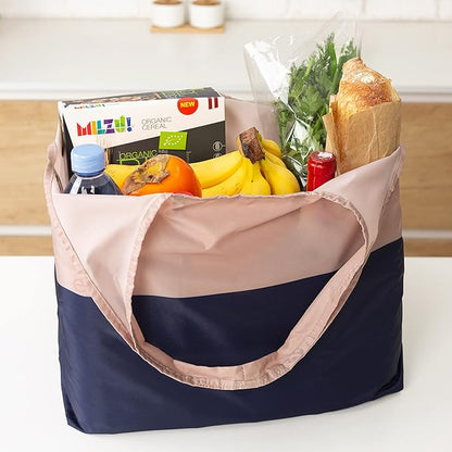 Reusable Shopping Bags, Foldable Grocery Bags with Attached Pouch Wallet, Comfort Handle, Waterproof, Large Foldable Tote Bag