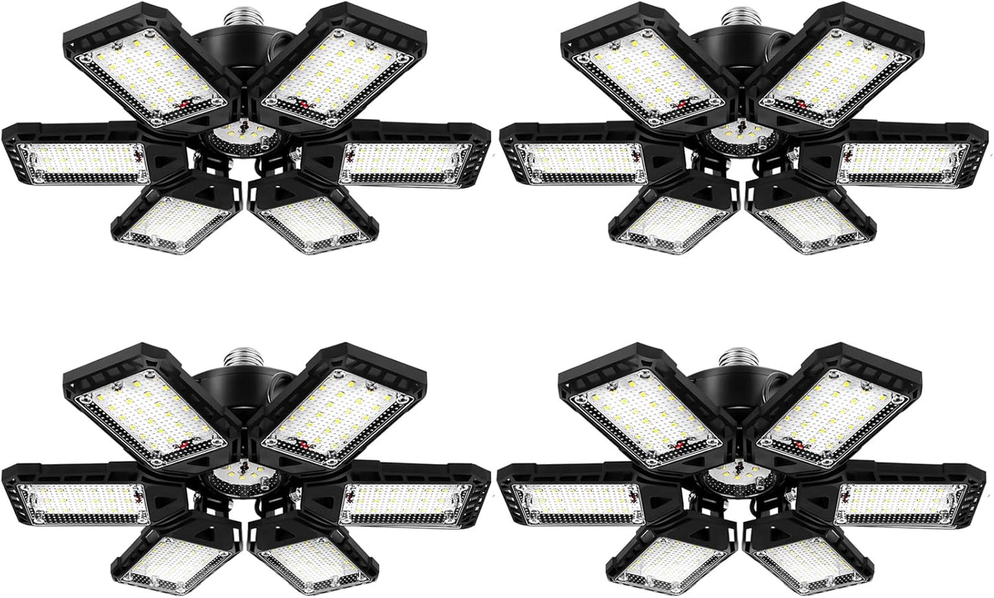 Aoretic LED Garage Lights Bulb 4 Pack -180W, 18000LM 6500K Led Shop Light with 6+1 Deformable Panels, Basement Barn Light Garage Ceiling Lights, E26/E27 for Garage, Warehouse, Shop, Basement