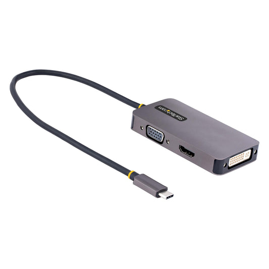 USB C Video Adapter, USB C to HDMI DVI VGA Adapter, Up to 4K 60Hz, Aluminum, Multiport Video Display Adapter, Thunderbolt 3 / 4 Compatible, USB Type C Travel Adapter