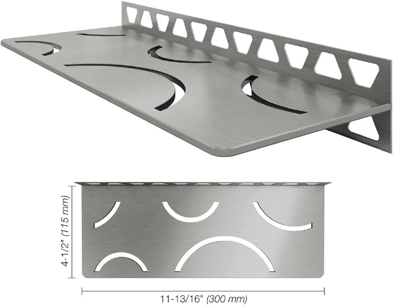 Schluter Systems Rectangular Wall Shelf-W - Curve Design - Brushed Stainless Steel (SWS1D6EB) - Kerdi-Line Shower Acessory