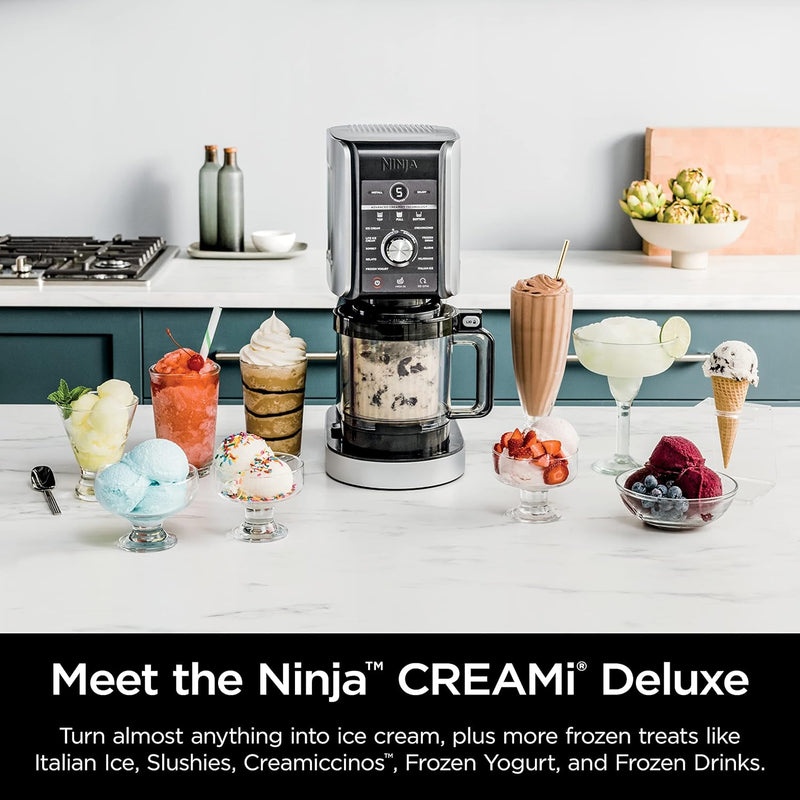 Ninja CREAMi Deluxe 11-in-1 Ice Cream and Frozen Treat Maker for Ice Cream, Sorbet, Frozen Drinks & More, with (2) XL Family Size Pint Containers, NC501C (Canadian Version)