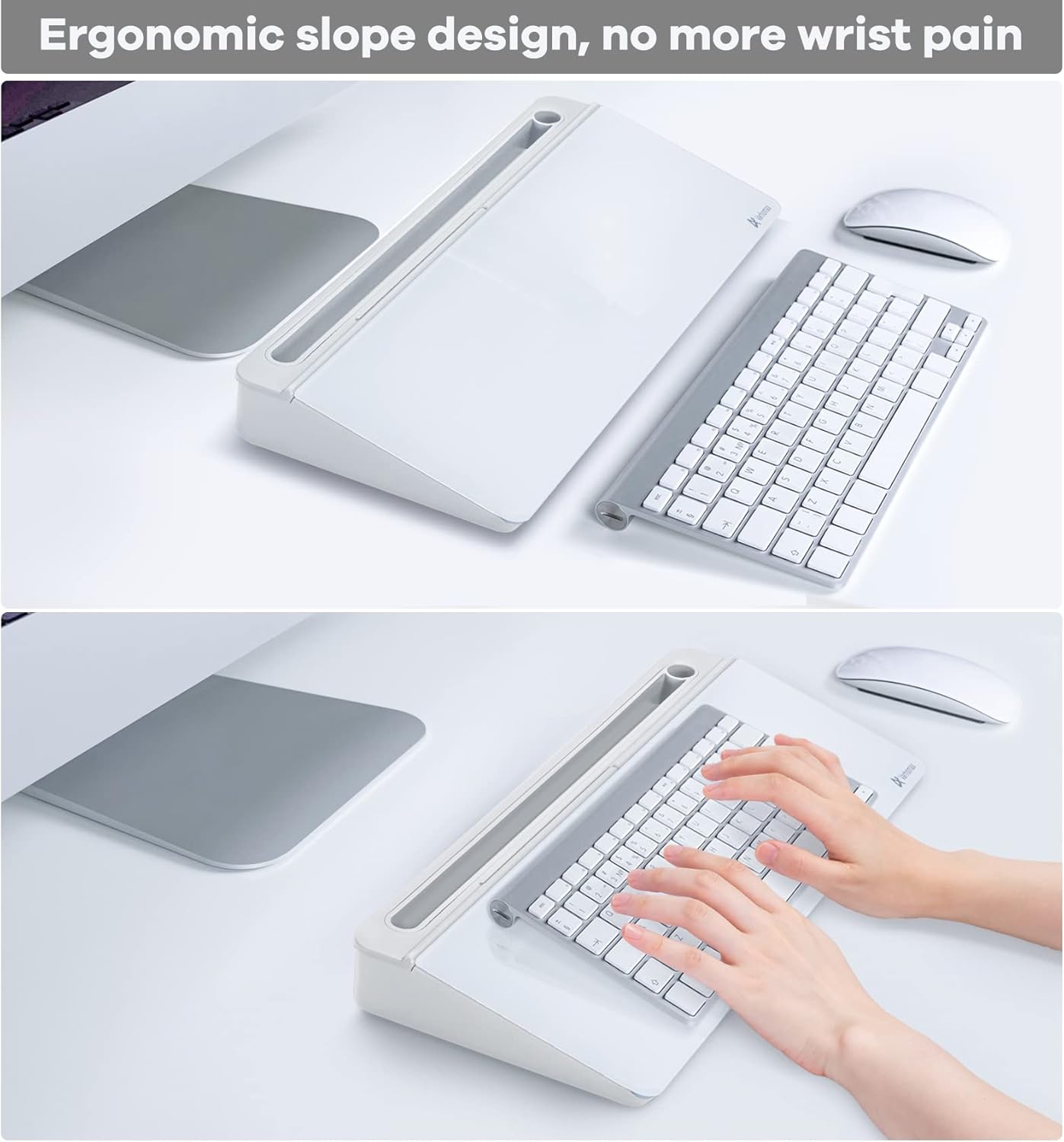 Varhomax Desktop Glass Whiteboard – Dry Erase Memo Board with Storage Caddy – Tabletop Office & School Organizer for Notes, To-Do Lists, and Keyboard Stand