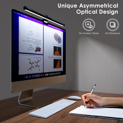 Quntis Computer Monitor Lamp, Screen Monitor Light Bar for Eye Caring, USB Reading LED Task Lamp with Auto-Dimming, Dimmable Light Bar, Touch Control, No Glare Space Saving Home Office Desk Lamps