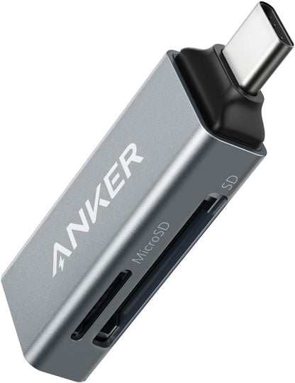 Anker SD Card Reader, 2-in-1 USB C Memory Card Reader for Digital Camera SD Card Viewer with Dual Slot for SDXC, SDHC, SD, MMC, RS-MMC, Micro SDXC,MicroSD, Micro SDHC Card, and UHS-I Cards