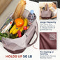 Reusable Shopping Bags, Foldable Grocery Bags with Attached Pouch Wallet, Comfort Handle, Waterproof, Large Foldable Tote Bag