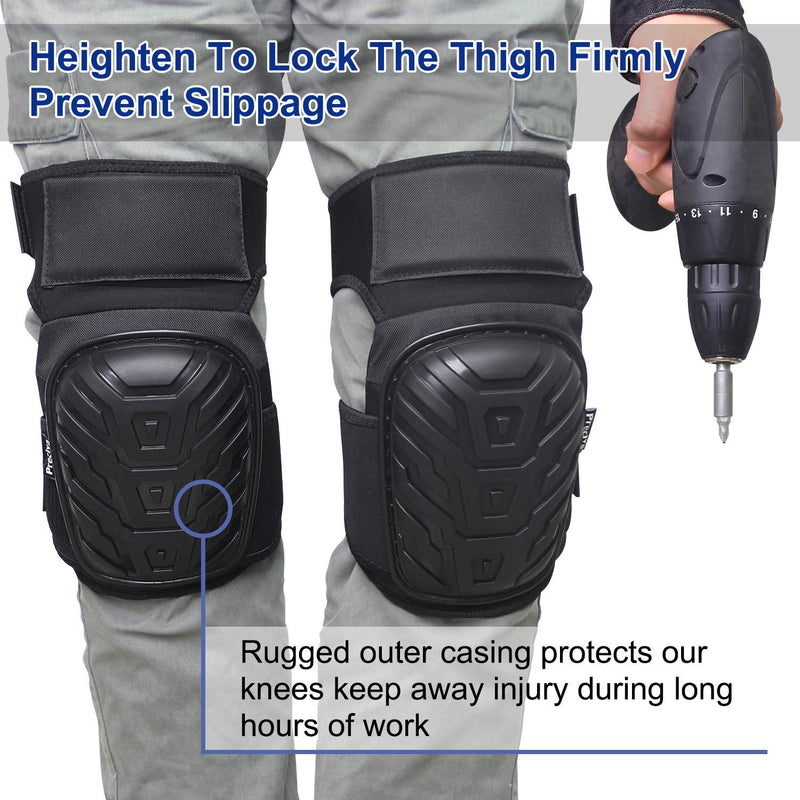 Knee Pads, Preciva Professional Gel Knee Pads for Work, Heavy Duty High Anti-Slip Straps and Double Gel Cushion Foam Padding Construction Tool Kneepads - Cleaning, Flooring, Gardening