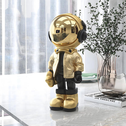 Dosker Astronaut Statue Polyresin Sculpture – Gold Spaceman Figurine for Home, Office, Desktop & Bookshelf Decoration