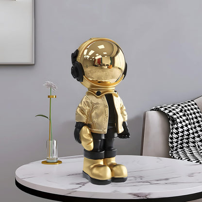 Dosker Astronaut Statue Polyresin Sculpture – Gold Spaceman Figurine for Home, Office, Desktop & Bookshelf Decoration
