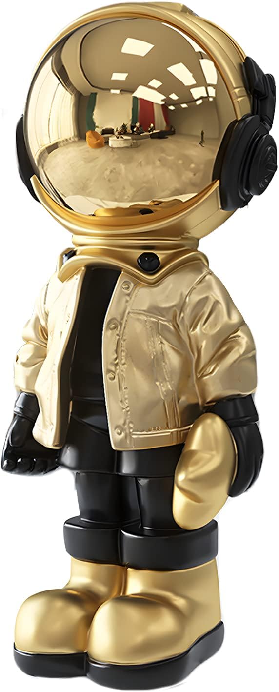 Dosker Astronaut Statue Polyresin Sculpture – Gold Spaceman Figurine for Home, Office, Desktop & Bookshelf Decoration