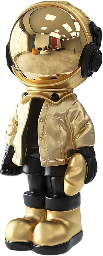 Dosker Astronaut Statue Polyresin Sculpture – Gold Spaceman Figurine for Home, Office, Desktop & Bookshelf Decoration