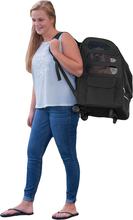 Pet Gear I-GO2 Roller Backpack, Travel Carrier, Car Seat for Cats/Dogs, Mesh Ventilation, Included Tether, Telescoping Handle, Storage Pouch, 1 Model, Available in 6 Colors