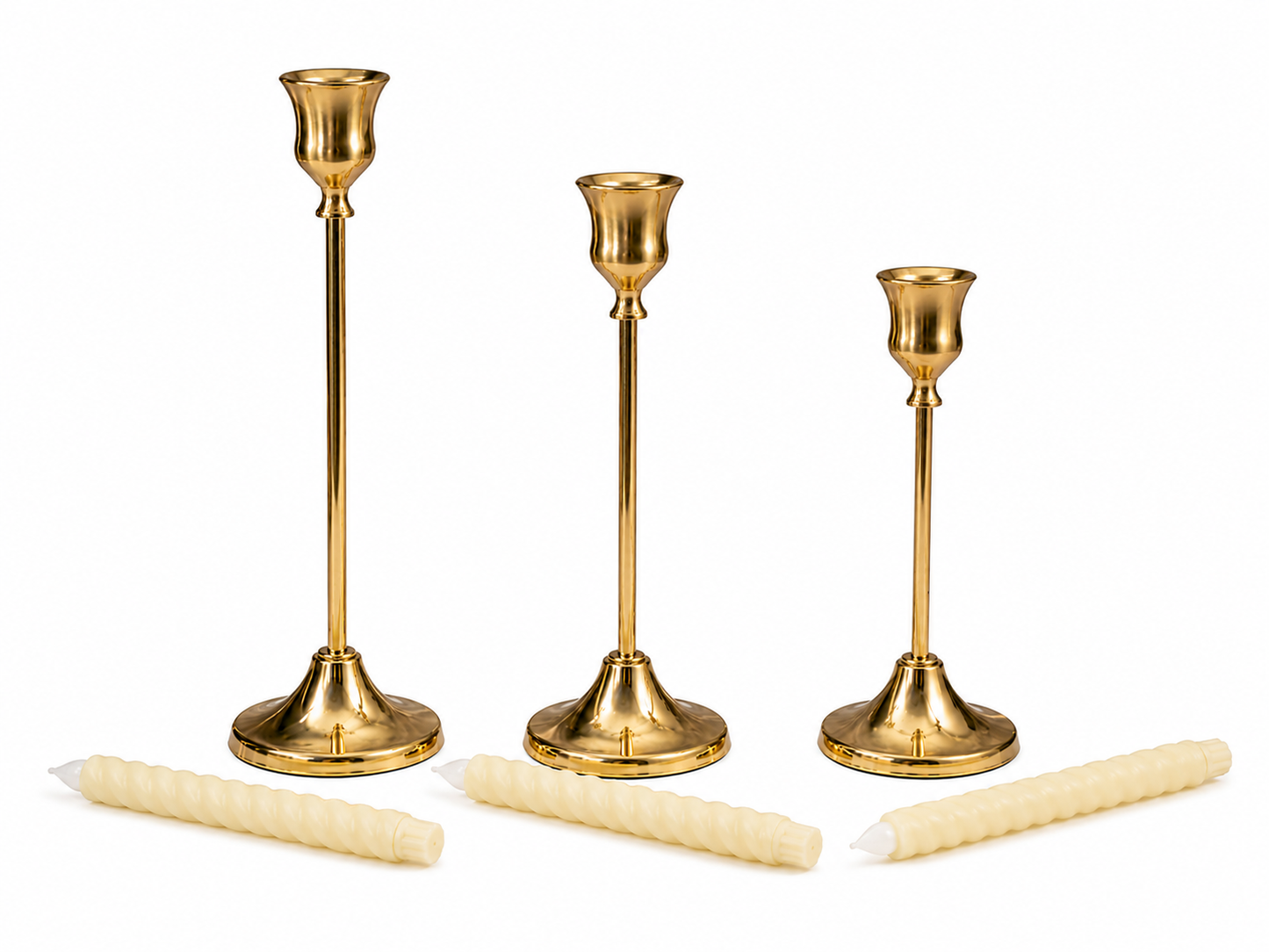 Elegant Candle Stand Set – 3 Pieces | Curved Design & Straight Design | Luxury Home & Event Décor