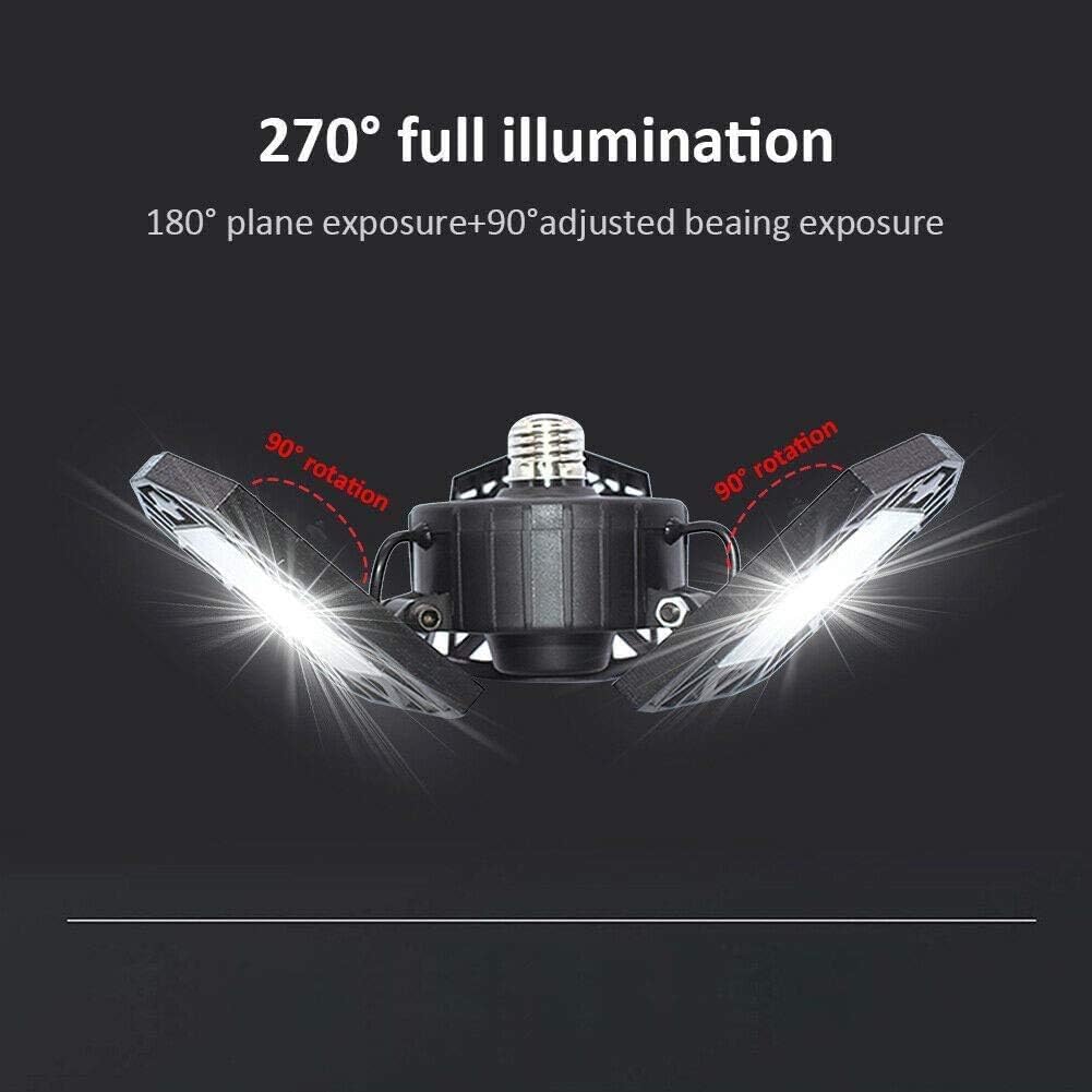 LED Garage Lights - 6000 Lumen 6500K Daylight 60W, Three Leaf Led Garage Ceiling Lights, Pack of 2