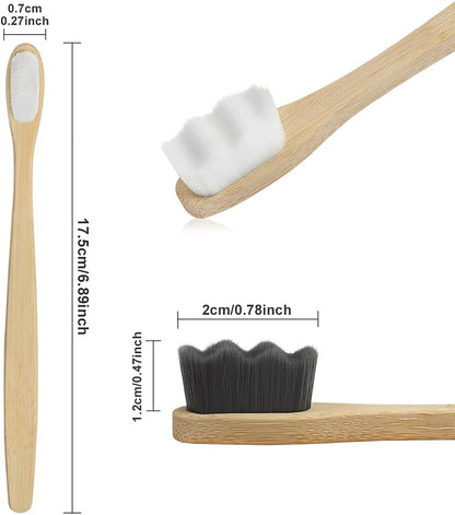 SWKJ 4 Pcs Soft Bamboo Micro-Nano Toothbrushes, Extra Soft Toothbrush with 20000 Bristles Designed for Sensitive Gums Kids Adults