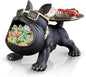 French Bulldog Resin Tray Statue – Key Holder, Candy Dish & Desk Decor for Home, Office & Entryway Table – Black Bulldog Figurine