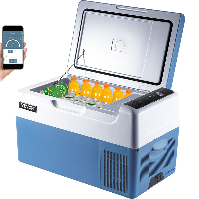 VEVOR Portable Refrigerator 23 Quart(22 Liter),12 Volt Refrigerator App Control(-4℉~68℉), Car Refrigerator Electric Compressor Cooler with 12/24v DC & 110-240v AC for Camping, Travel, Fishing, Outdoor