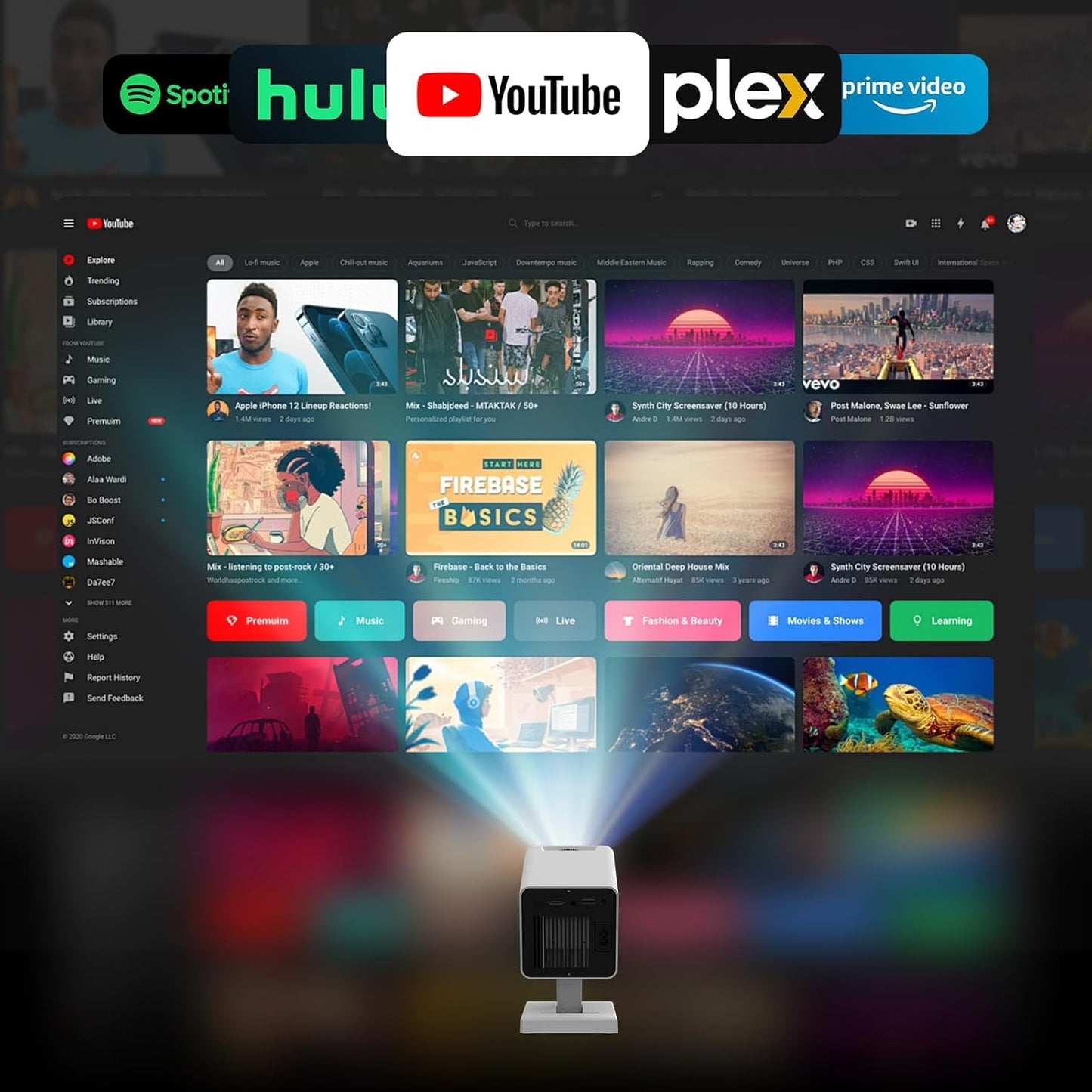 Mini Projector 4K Portable – WiFi6 Bluetooth 5.4 Home Cinema Smart Projector for Phone PC HDMI USB Laptop – 130" Screen with Auto Keystone