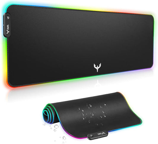 Extra Large RGB Gaming Mouse Pad with LED Lighting, Extended Keyboard and Mouse Mat, Non-Slip Waterproof Desk Pad for Gaming and Computer Use, 31.5 x 12 Inch