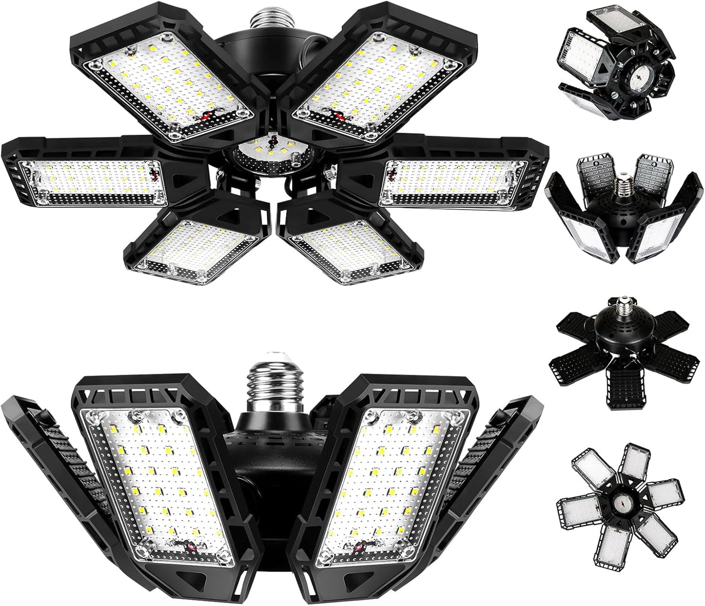 Aoretic LED Garage Lights Bulb 2 Pack -180W, 18000LM 6500K Led Shop Light with 6+1 Deformable Panels, Basement Barn Light Garage Ceiling Lights, E26/E27 for Garage, Warehouse, Shop, Basement