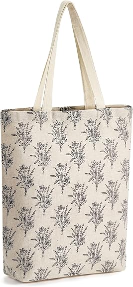 3-Pack Small Reusable Grocery Bags, Canvas Tote Bag for Women and Men, Retail Shopping, Groceries, Farmer Markets, Art Fairs, Yoga, School, 3 Designs (15x16.5 in)