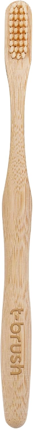 t-brush Bamboo Toothbrush - Cream Colour - Medium Hard - Medium Bristles - Natural Toothbrush - Eco Friendly - Everyday use