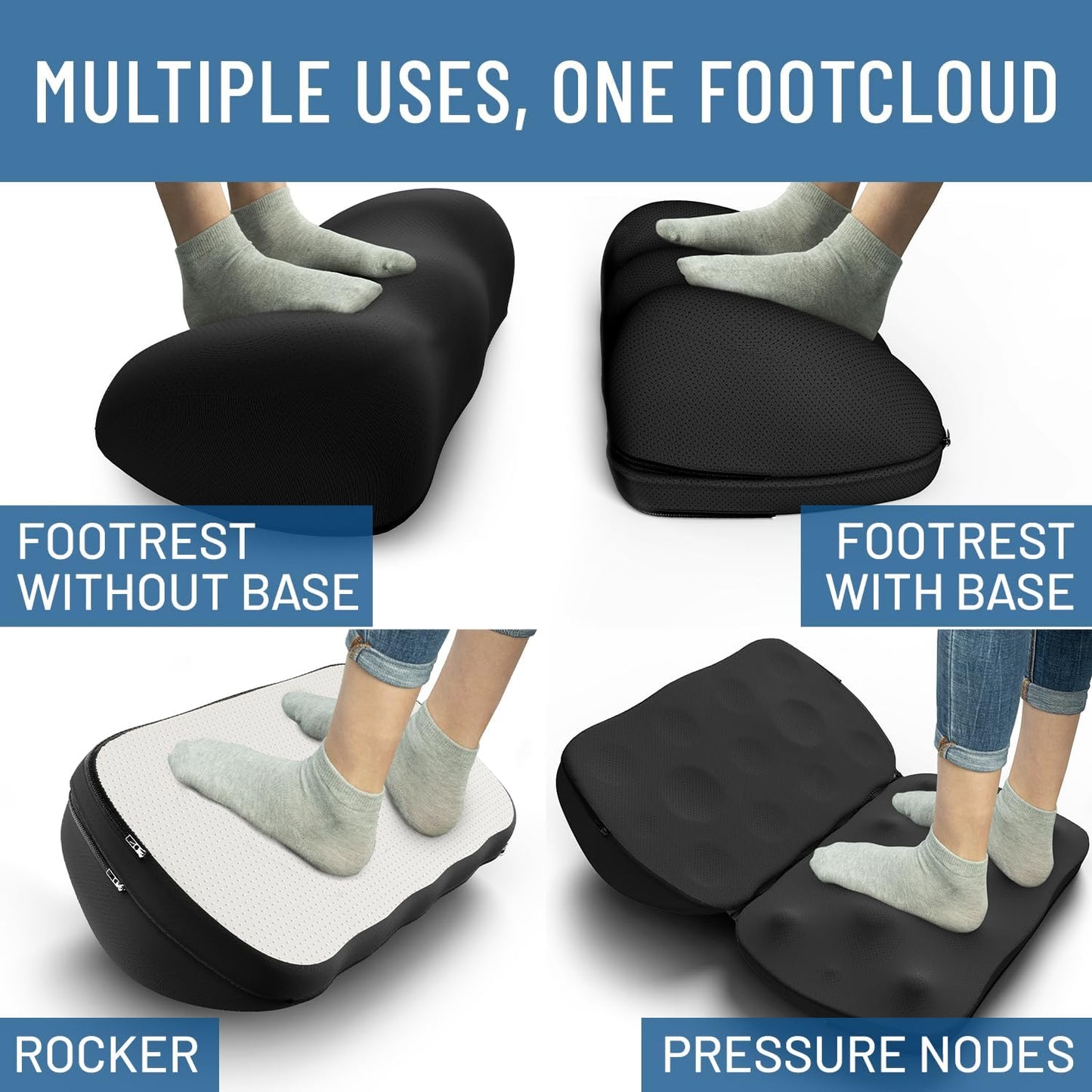 Everlasting Comfort Memory Foam Foot Rest – Ergonomic Under Desk Footstool with Massage Nodes, Non-Slip, Washable Cover