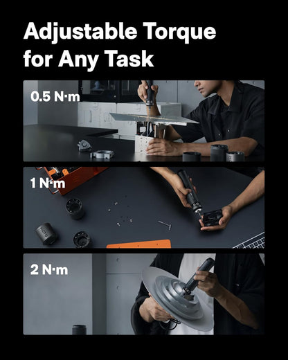 HOTO PixelDrive Electric Screwdriver – Smart Display Cordless Screwdriver with 6 Torque Settings, 30 Bits, LED Light & USB-C Rechargeable Battery