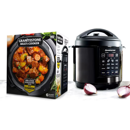 Granitestone 6 Qt. (5.68 L.) Triple Layer Titanium Coating Multi Cooker with Built-In Timer and Pre-Settings