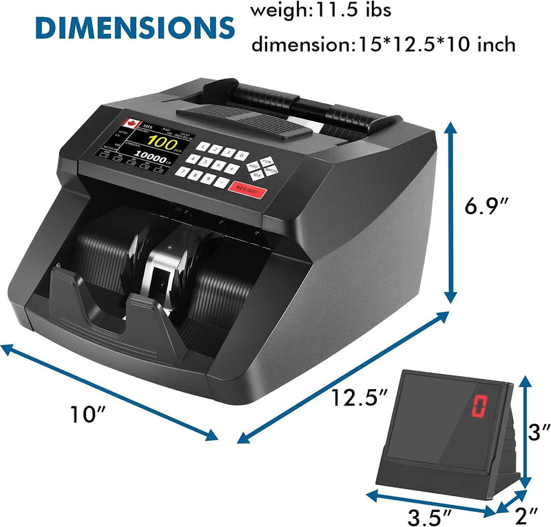 Money Counter Machine with UV/MG/IR/MT, Kaegue Bill Currency Counter Machine, Cash Counting Machine with 6 Modes, 1,000 Notes Per Minute, 2 Years Warranty (Black)