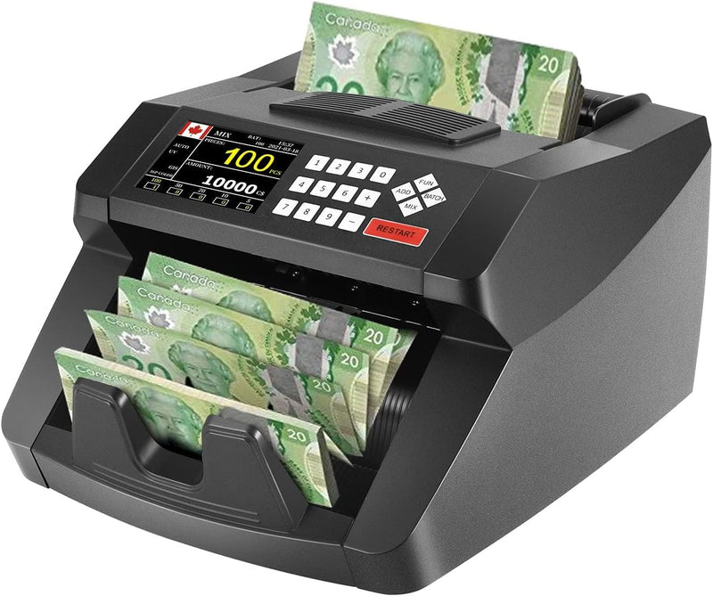 Money Counter Machine with UV/MG/IR/MT, Kaegue Bill Currency Counter Machine, Cash Counting Machine with 6 Modes, 1,000 Notes Per Minute, 2 Years Warranty (Black)