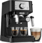 De'Longhi Stilosa Manual Espresso Machine, Latte & Cappuccino Maker, 15 Bar Pump Pressure + Manual Milk Frother Steam Wand, Black / Stainless, EC260BK