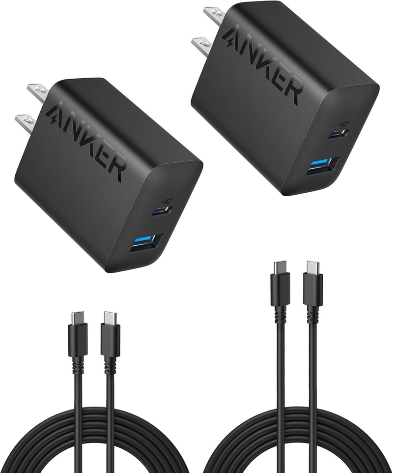 iPhone 15 Charger, Anker USB C Charger, 2-Pack 20W Dual Port USB Fast Wall Charger, USB C Charger Block for iPhone 15/15 Pro/15 Pro Max/iPad Pro/AirPods and More (2-Pack 5 ft USB-C Cable Included)