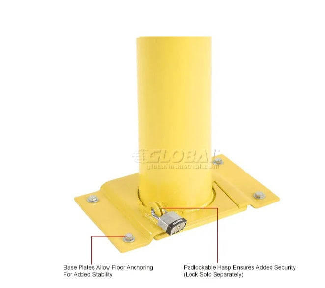 Global Industrial™ Steel Safety Bollard W/Removable Base and Cap, 5.5''D x 42''H