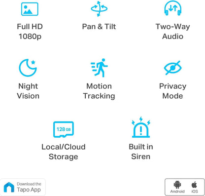 TP-Link Tapo 2K Pan/Tilt Indoor Security WiFi Camera, Baby & Pet Camera w/ 360° Motion Tracking, 2-Way Audio, Night Vision, Cloud & Local Storage (Up to 256 GB), Works w/Alexa & Google (Tapo C210)