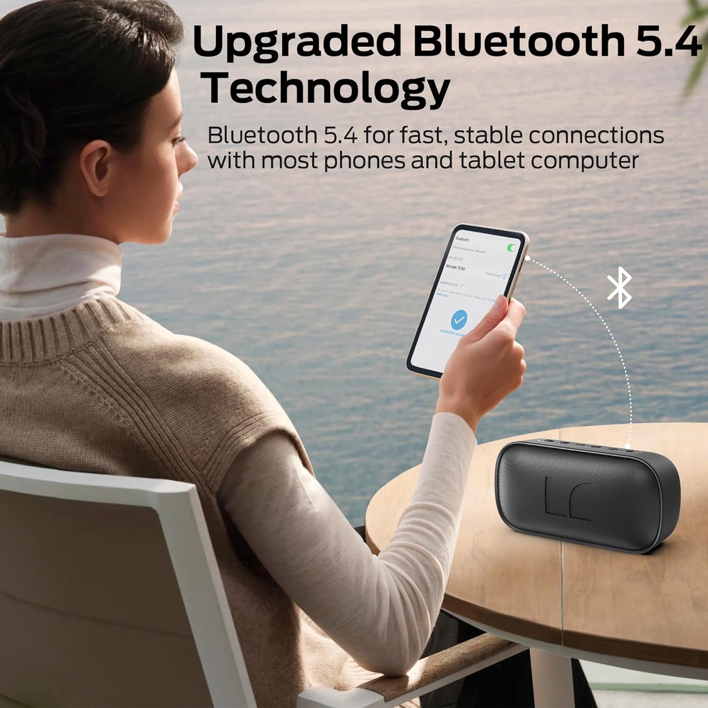 Monster S150 - Bluetooth 5.4 Speaker with IPX7 Waterproof, 20W Stereo Sound, 20H Playtime, Multi-Channel Connection