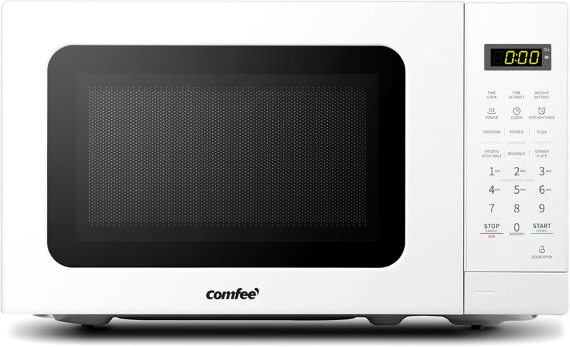 COMFEE' CM-M201K(WH) Countertop Microwave Oven with Express Cook, 6 Preset Menus and Kitchen Timer, 0.7 cu.ft. (20L), 700W, White