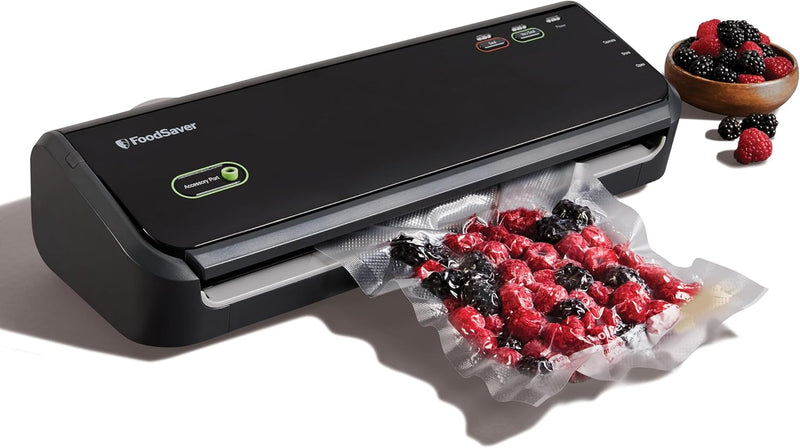 FoodSaver Vacuum Sealer Machine with Portable Handheld Sealer, 12 Vacuum Seal Bags and 2 Rolls - Black - FM2010