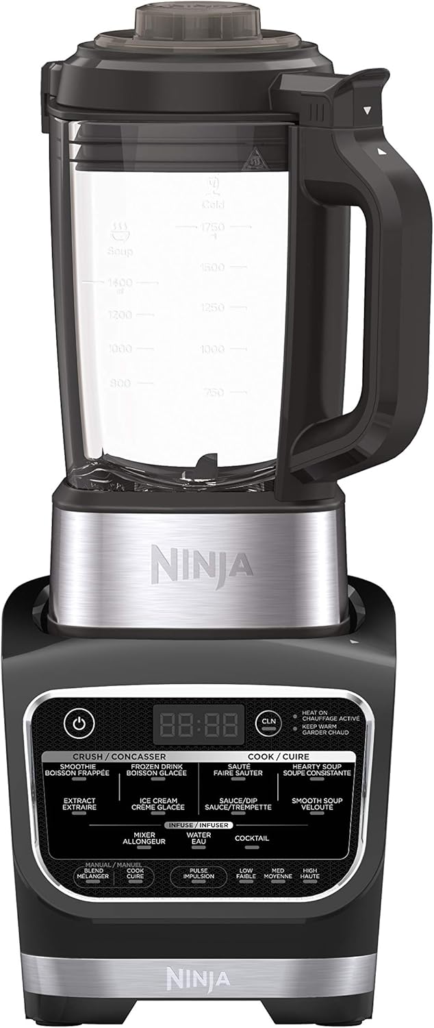 Ninja HB150C, Foodi Cold & Hot Blender with Precision Heating Element, 64oz Glass Pitcher, Black, 1400W (Canadian Version)