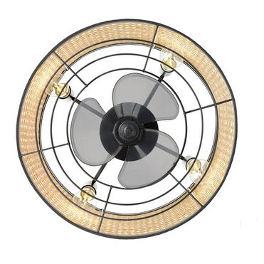 OVE Decors Prima 4-Light Ceiling Fan with Rattan Shade & Remote Control